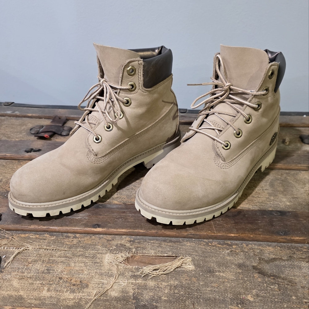 Timberland Premium 6" Waterproof Primaloft 200 Unisex Cream/Bronze Work Boots. 7